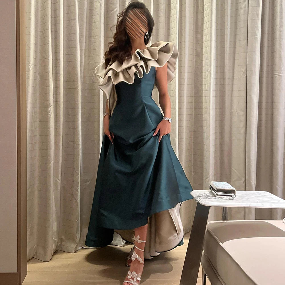 Elegant Pink Burgundy Dubai Short Evening Dresses for Wedding Party 2023 Arabic Women Midi Formal Guest Gowns Sf057