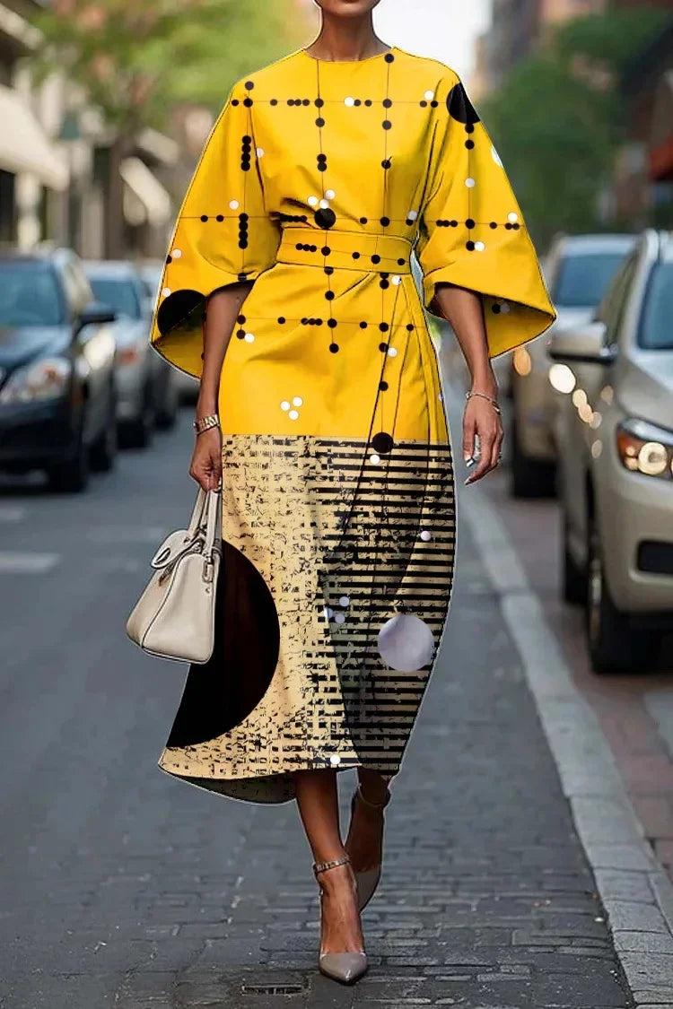 Elegant Floral Ocean Dress for Women Ankle Length Polyester Fiber Independent Station Cross-border 2025 Dress