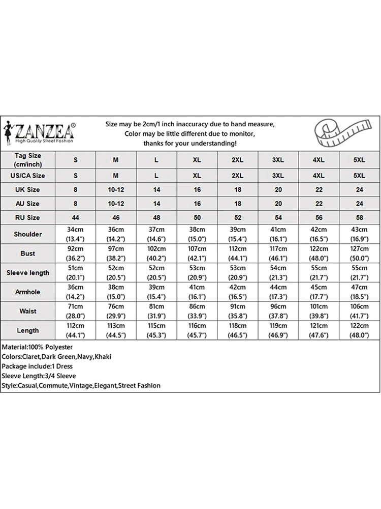 ZANZEA 2025 Autumn Solid Work Dresses Women V Neck Long Sleeve Dress Elegant A Line Party Sundress Casual Solid Button Midi Robe