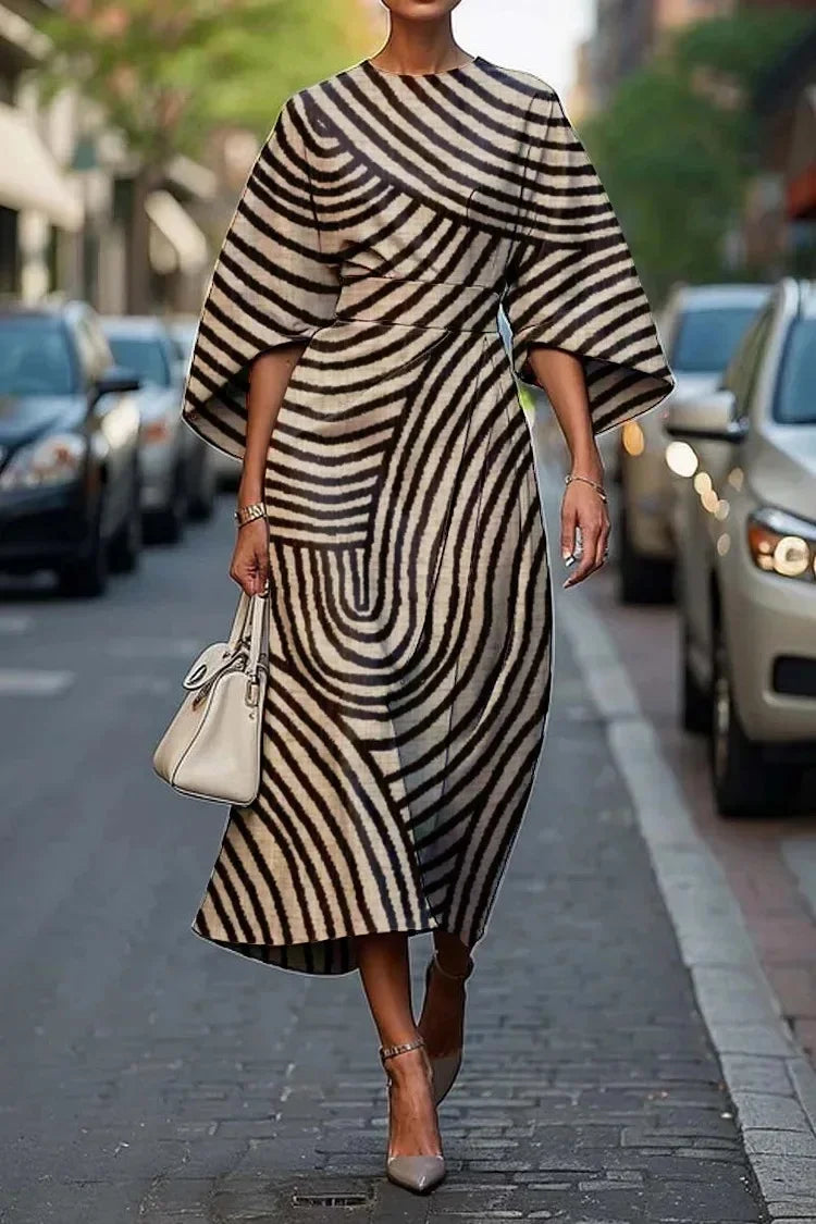 Elegant Floral Ocean Dress for Women Ankle Length Polyester Fiber Independent Station Cross-border 2025 Dress