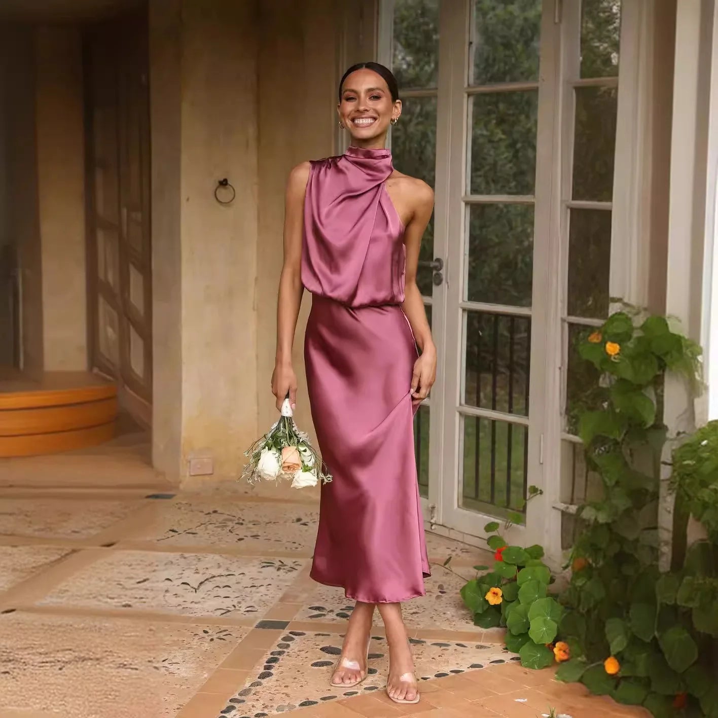 Women Long Dress 2024 Fashion Solid Summer Sleeveless Long Dresses For Female Elegent Lady Party Evening Slim Dresses