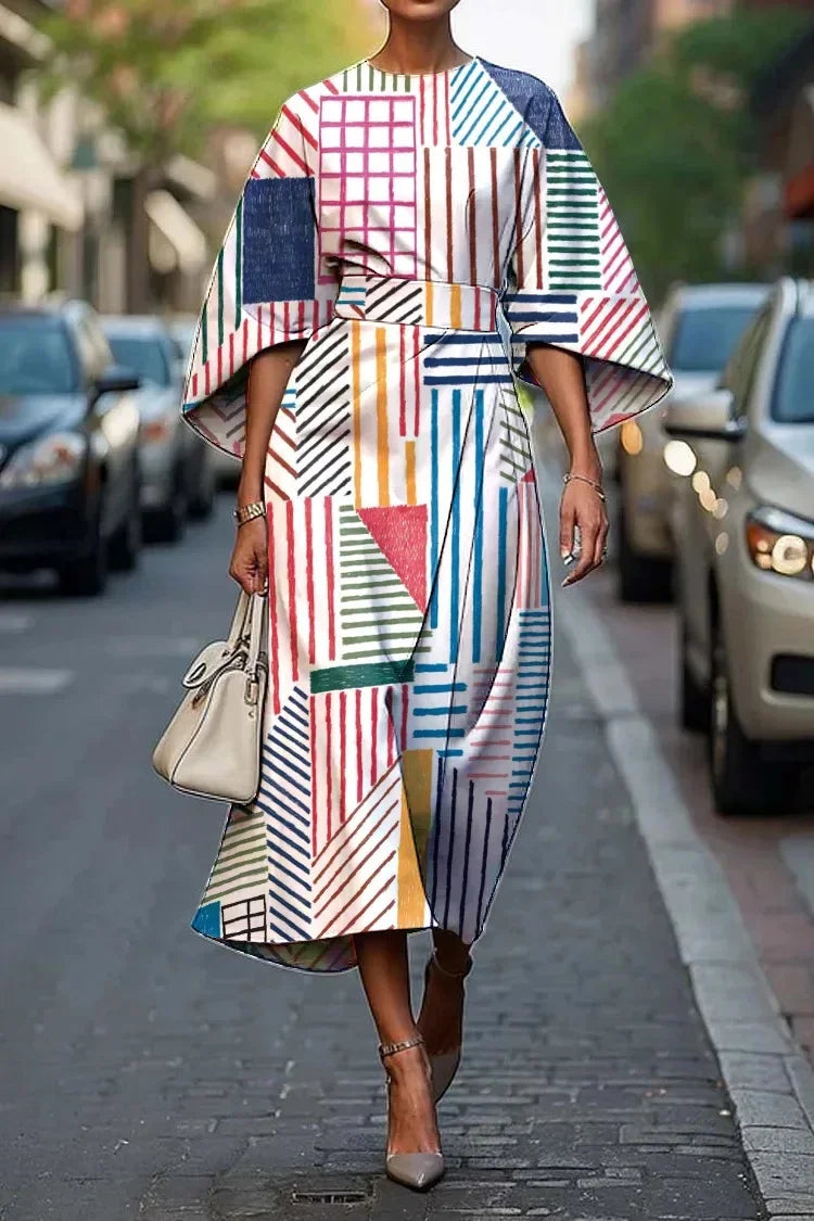 Elegant Floral Ocean Dress for Women Ankle Length Polyester Fiber Independent Station Cross-border 2025 Dress