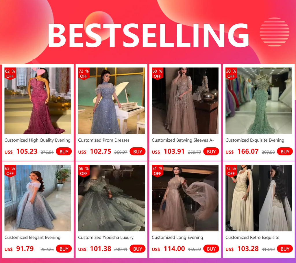 Customized Long Evening Dresses Luxury  Elegant Gown Wedding Party Dress For Women Robe Formal Suitable Request Prom Occasio
