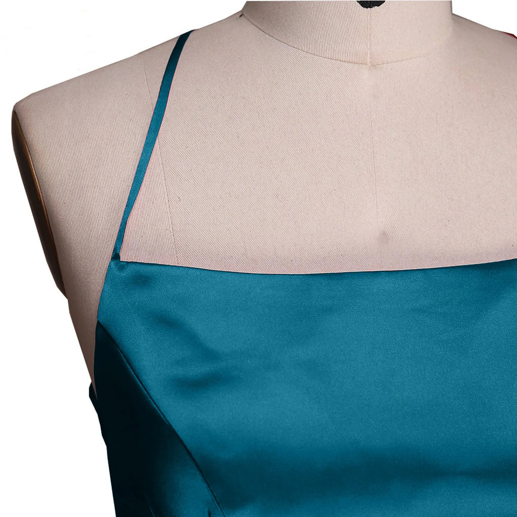 Women'S Long Dresses  Backless Long Dresses Satin Strap Party  Dress Side Slit Wedding Pockets Dress Vestidos платье 2024