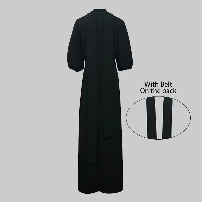 Modigirl Wedding Prom Evening Gown Party Slit Maxi Dresses for Woman 2025 New Lace Up Gold Button Womens Black Autumn Long Dress