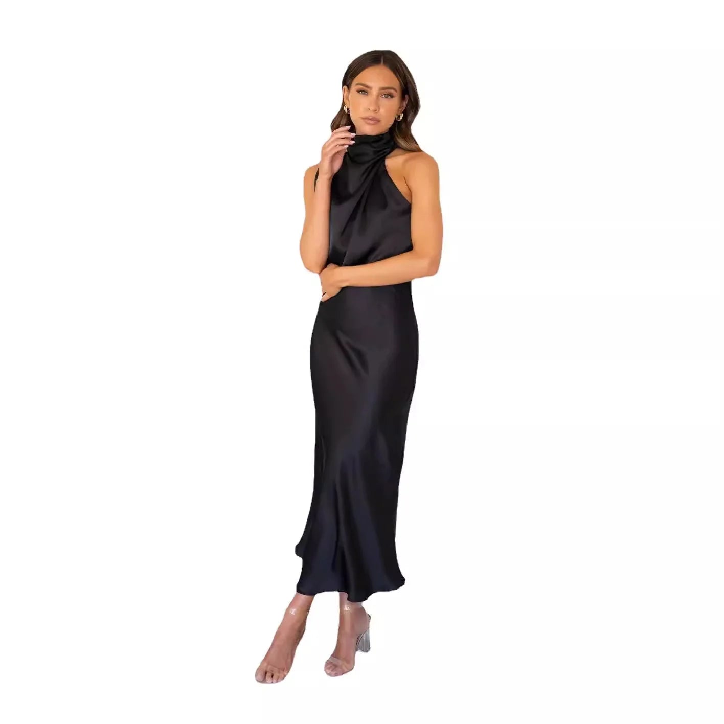 Women Long Dress 2024 Fashion Solid Summer Sleeveless Long Dresses For Female Elegent Lady Party Evening Slim Dresses