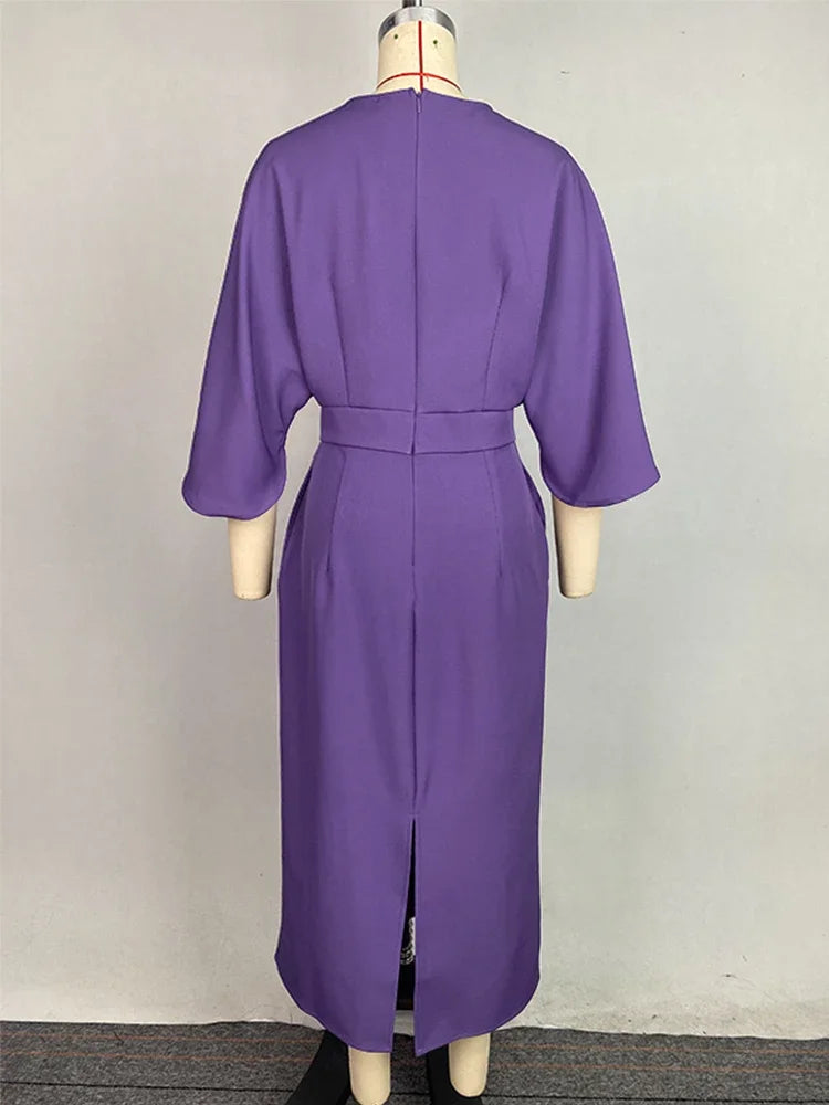 Long Dress for Women Fashion Summer Elegant Dresses 2025 New Round-Neck Puff Sleeves Pleated Party Evening Dress